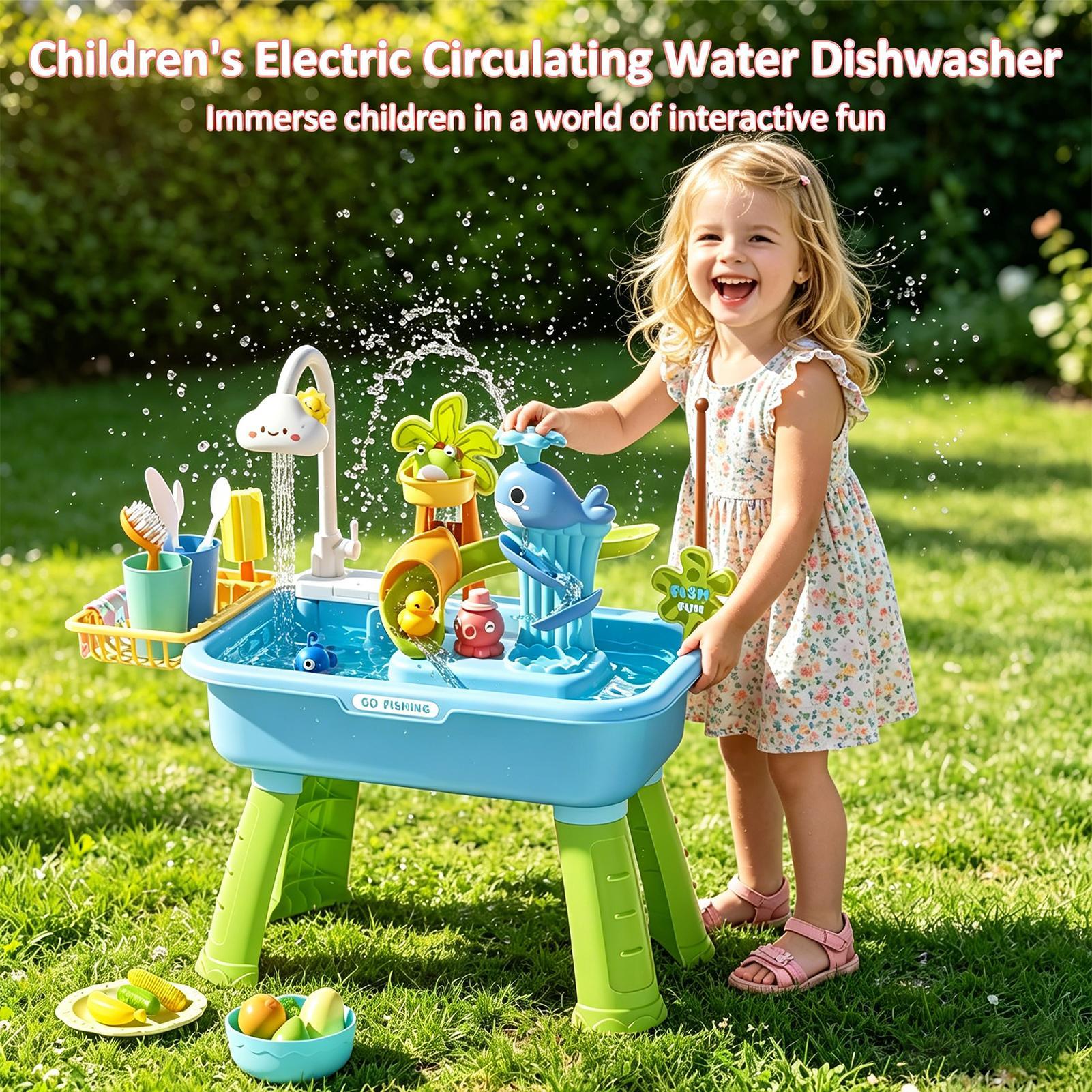 Kids Outdoor Sensory Table - Toddler Water Table Kitchen Play Sink
