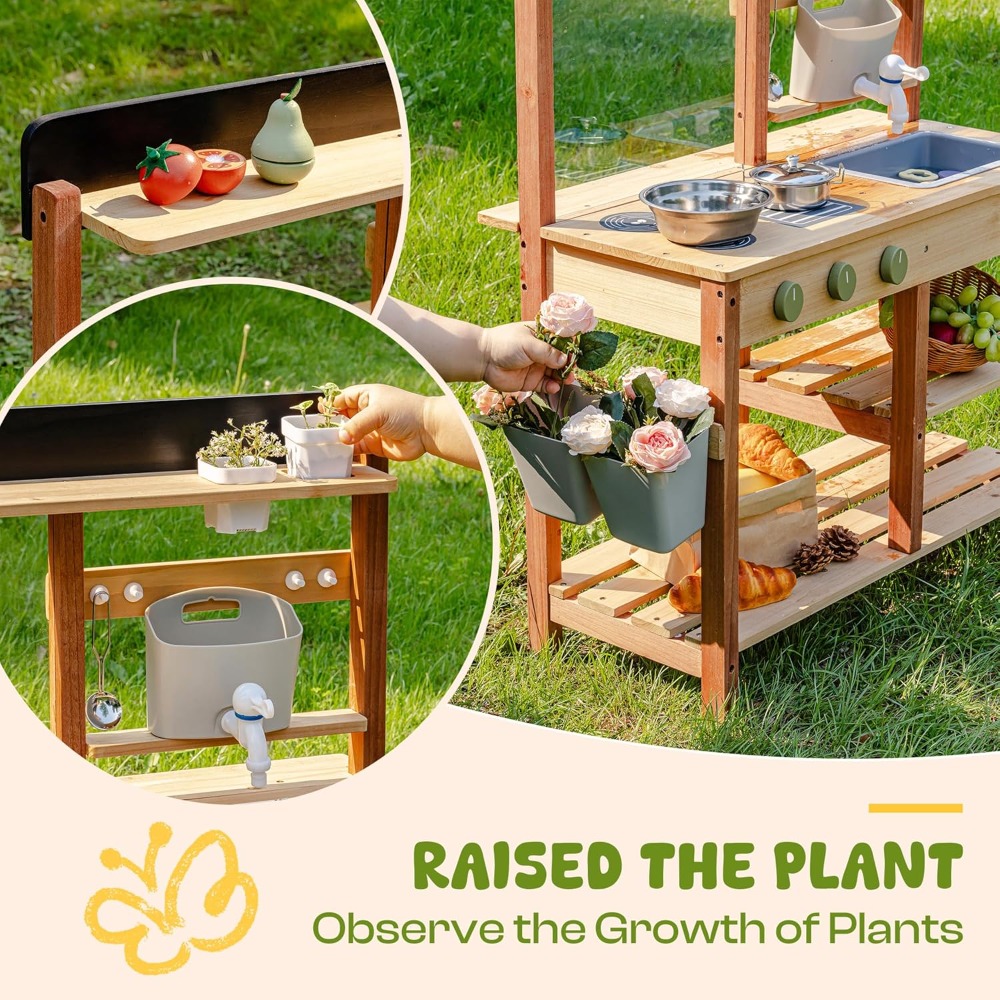 Kids Outdoor Sink - US Shipping Wooden Mud Kitchen for