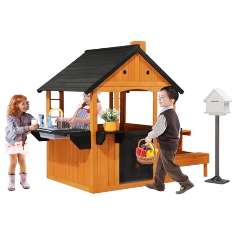Kids Outdoor Sink - Outdoor Kids Wooden Playhouse For Ages