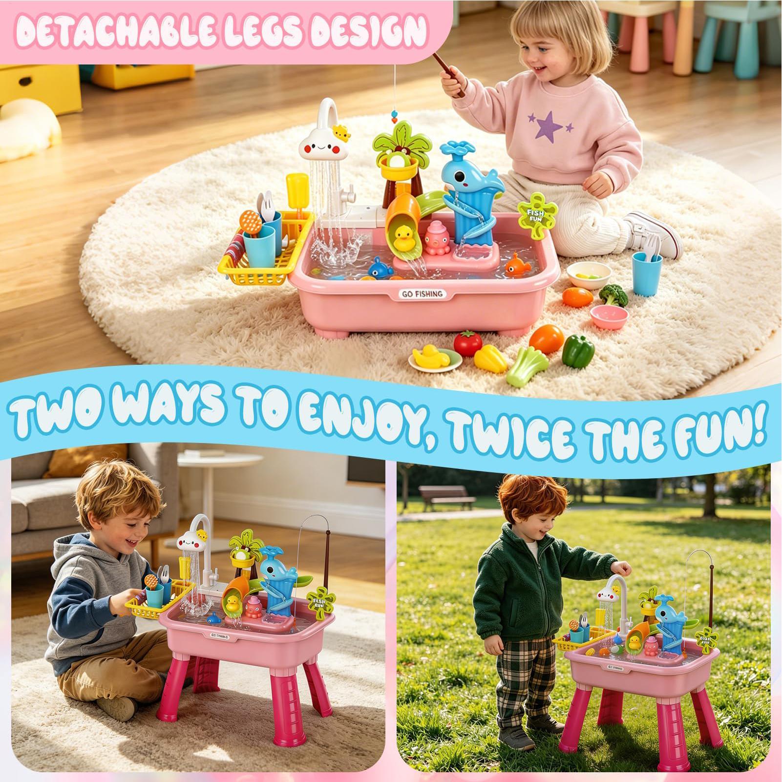 Kids Outdoor Sensory Table - Upgraded Toddler Water Table Kitchen Play