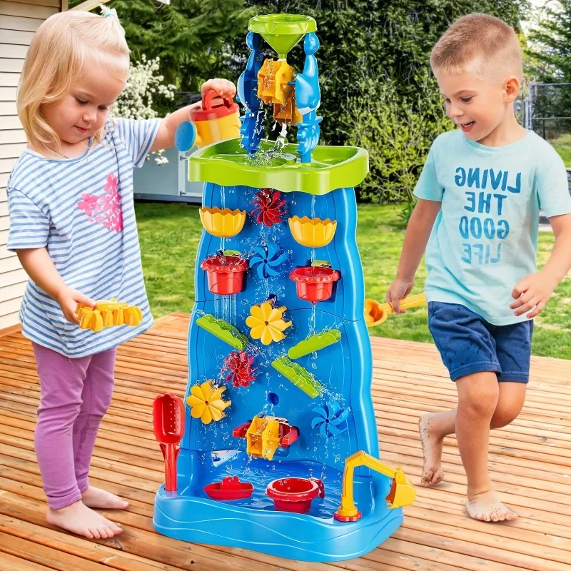 Kids Outdoor Sensory Table - Waterfall Discovery Wall Kids Double-Sided Waterfall