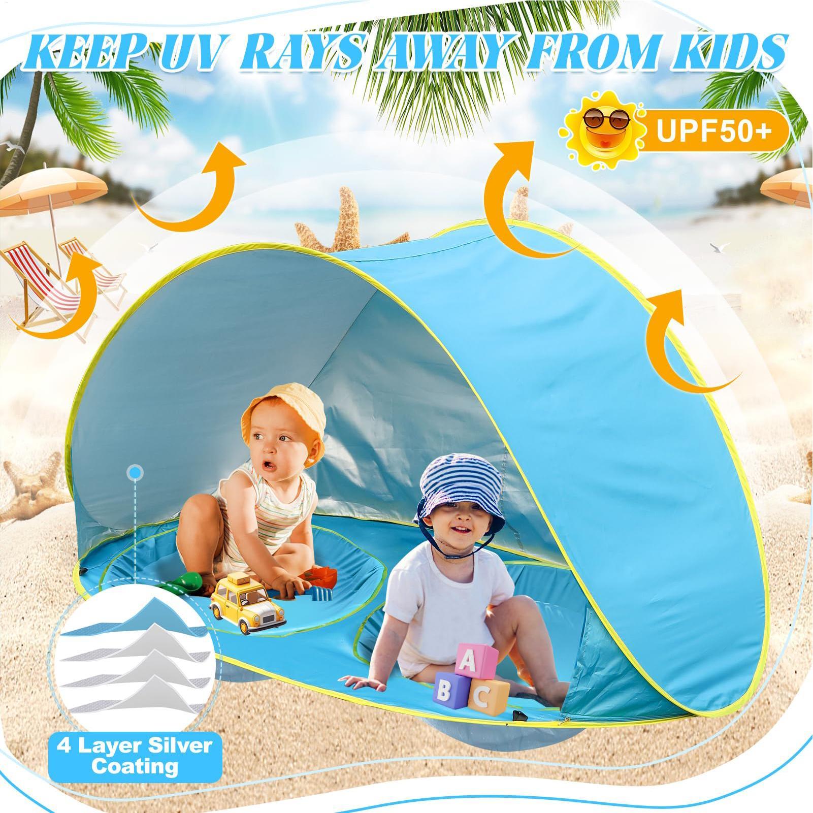 Kid Beach Tent With Pool UV Pr - Kids Outdoor Tent review and price