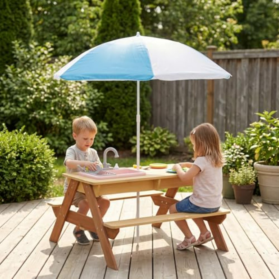 Outdoor kids picnic table with - Kids Outdoor Sink review and price