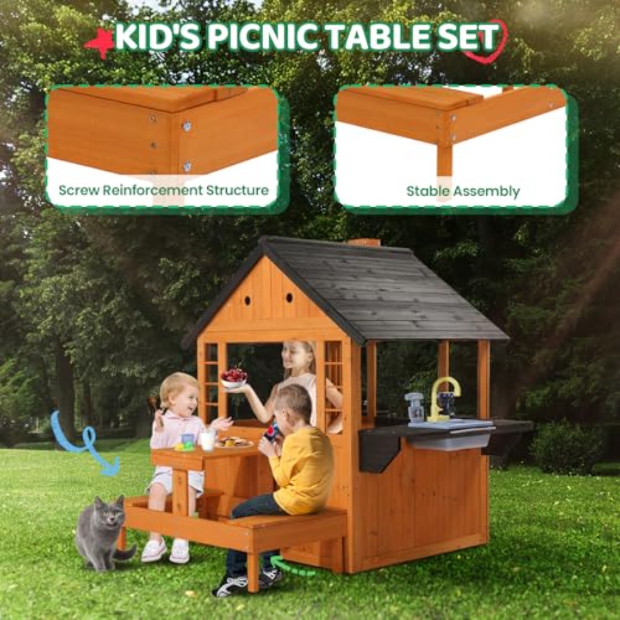Outdoor Kids Wooden Playhouse  - Kids Outdoor Sink review and price