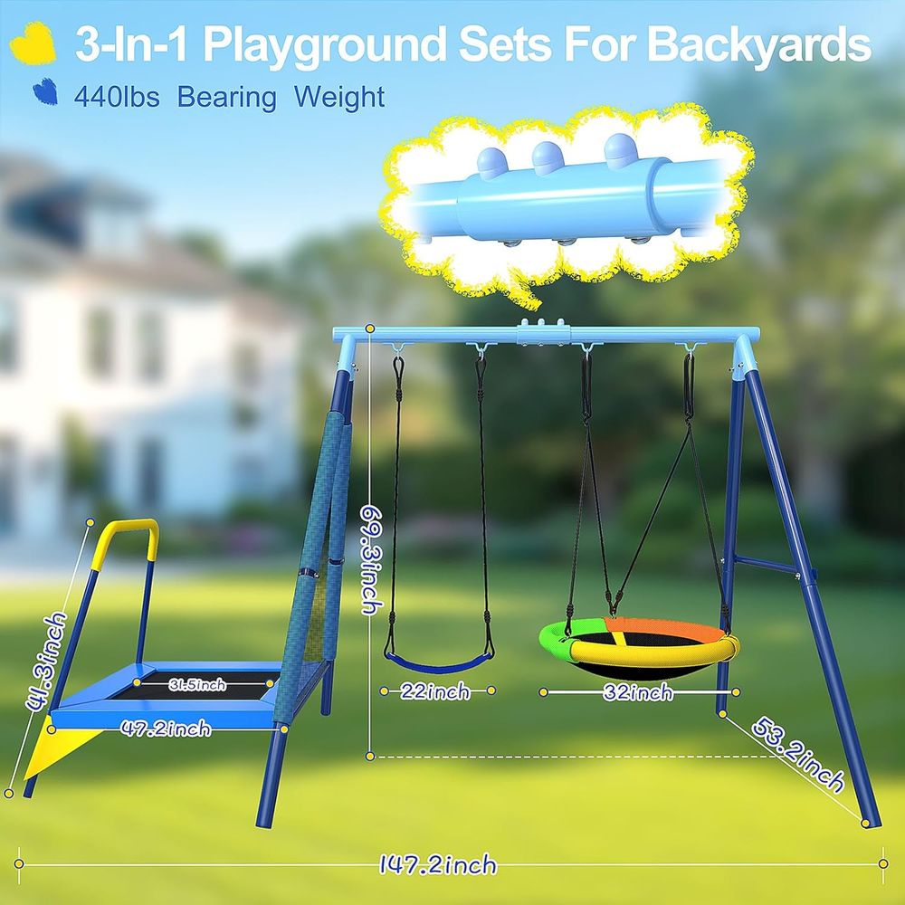 3-in-1 Kids Swing t with Tpoli - Kids Outdoor Zone review and price