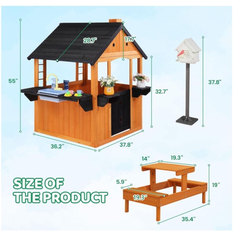 Kids Wooden Playhouse for Outd - Kids Outdoor Sink review and price