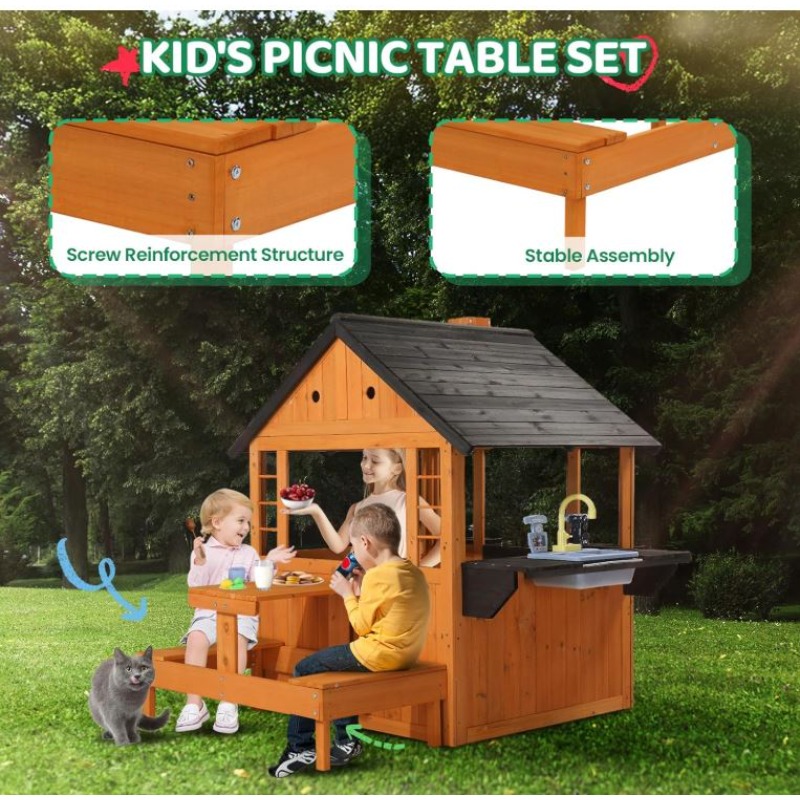 Kids Wooden Playhouse for Outd - Kids Outdoor Sink review and price