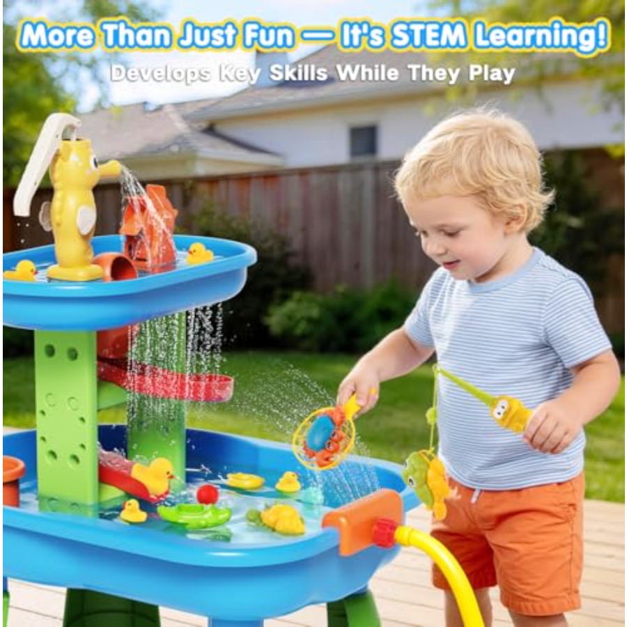 Outdoor water table for kids 3 - Kids Outdoor Sensory Table review and price