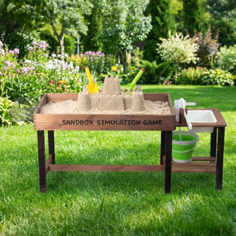 Outdoor wooden sand table for  - Kids Outdoor Sensory Table review and price