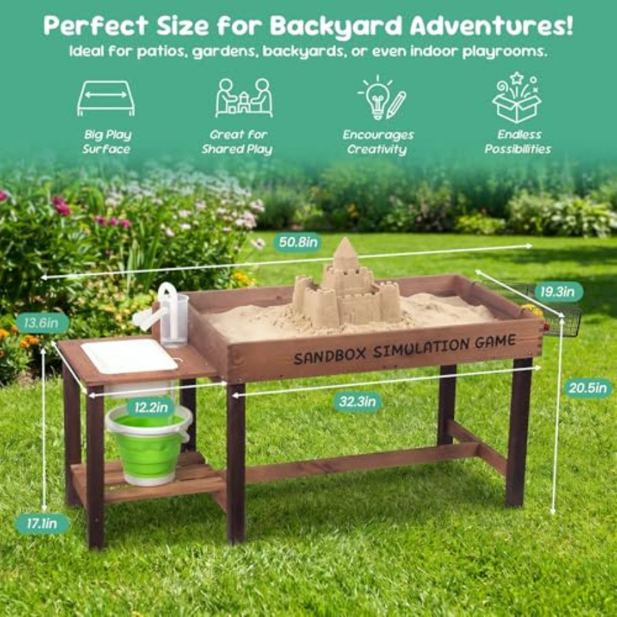 Outdoor wooden sand table for  - Kids Outdoor Sensory Table review and price